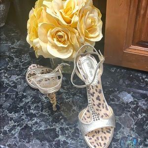 Roberto Cavalli Shoes with snake heels in Gold